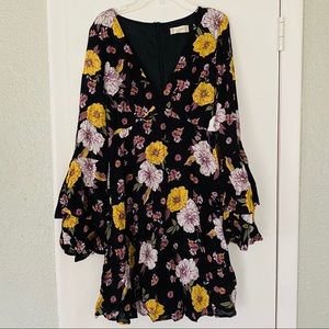Altar’d State Boho Floral Flare/Bell Sleeve Dress